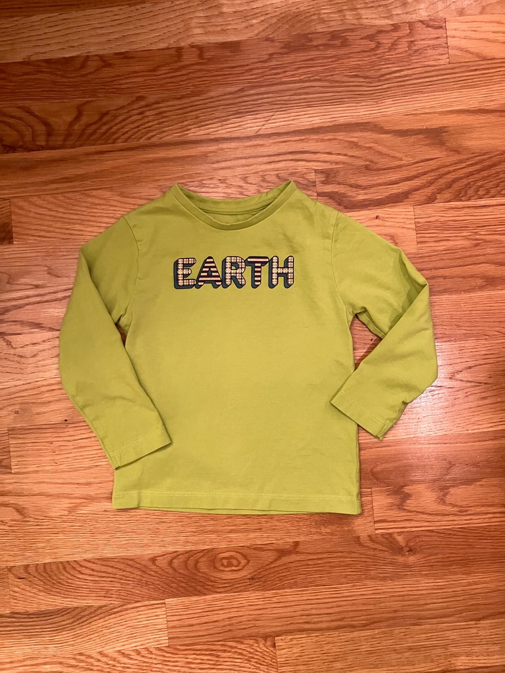 Mayoral Lime Green Long-Sleeve Tee with 'EARTH' Graphic